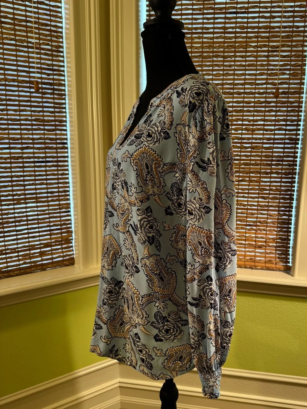 Talbots Light Blue Paisley & Floral Split-Neck Tunic - Picture 2 of 6